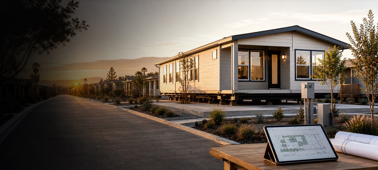 Manufactured homes being set across a Florida community